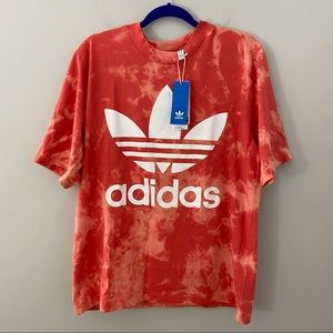 Adidas Originals Men’s Tie-Dye Tee Size S Trefoil Logo Trace Scarlet  Cotton